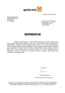 List referencyjny TERGON geoinżynieria naprawa kontrukcji żelbetowych Warszawa Kielce